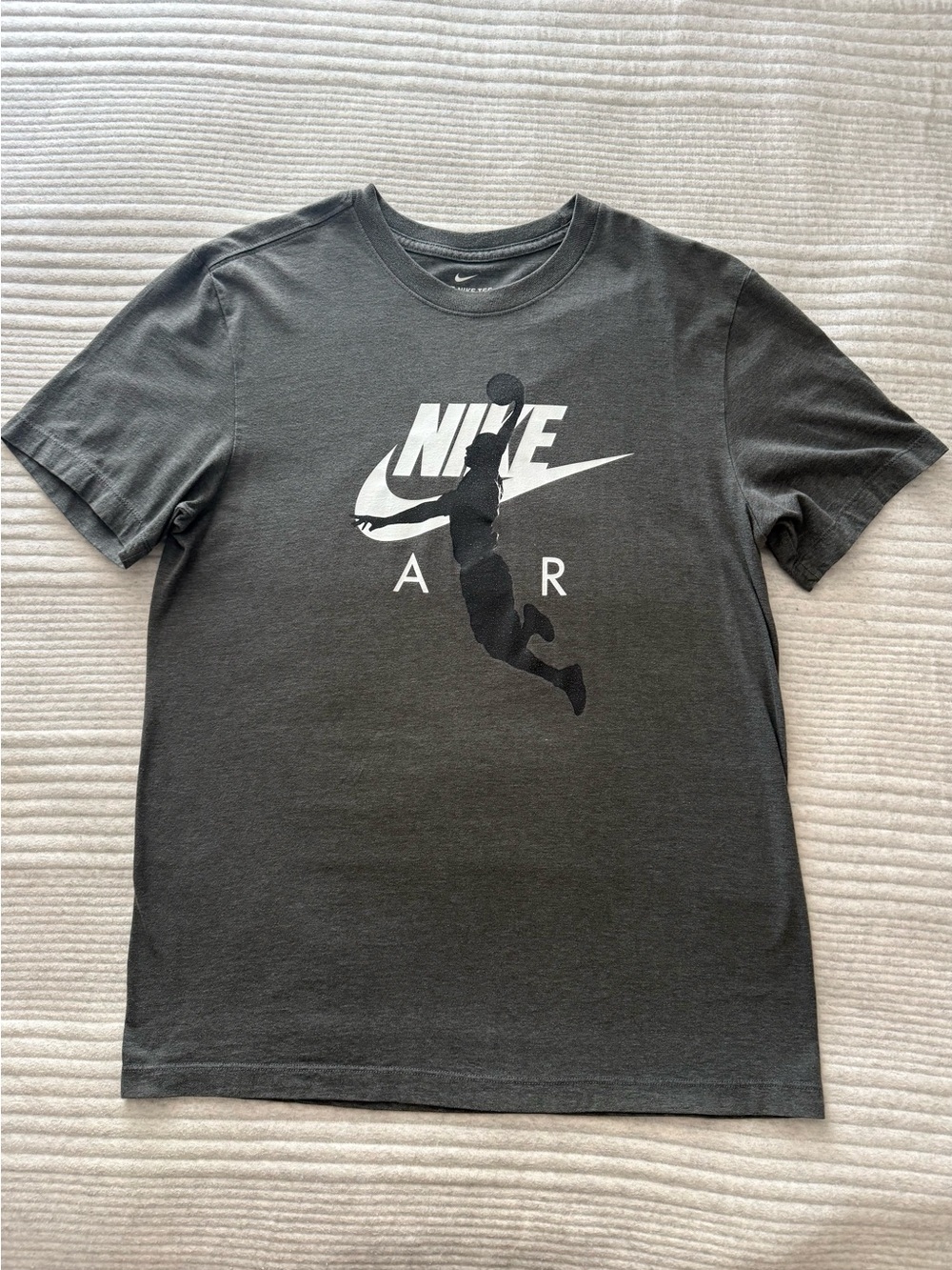Sz M - Gray Nike Air Basketball Cotton Shirt Short Sleeve